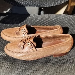 Vintage 80s Bally Leather Slip On Tassle Loafers Shoes Mens 10.5  Handmade Italy